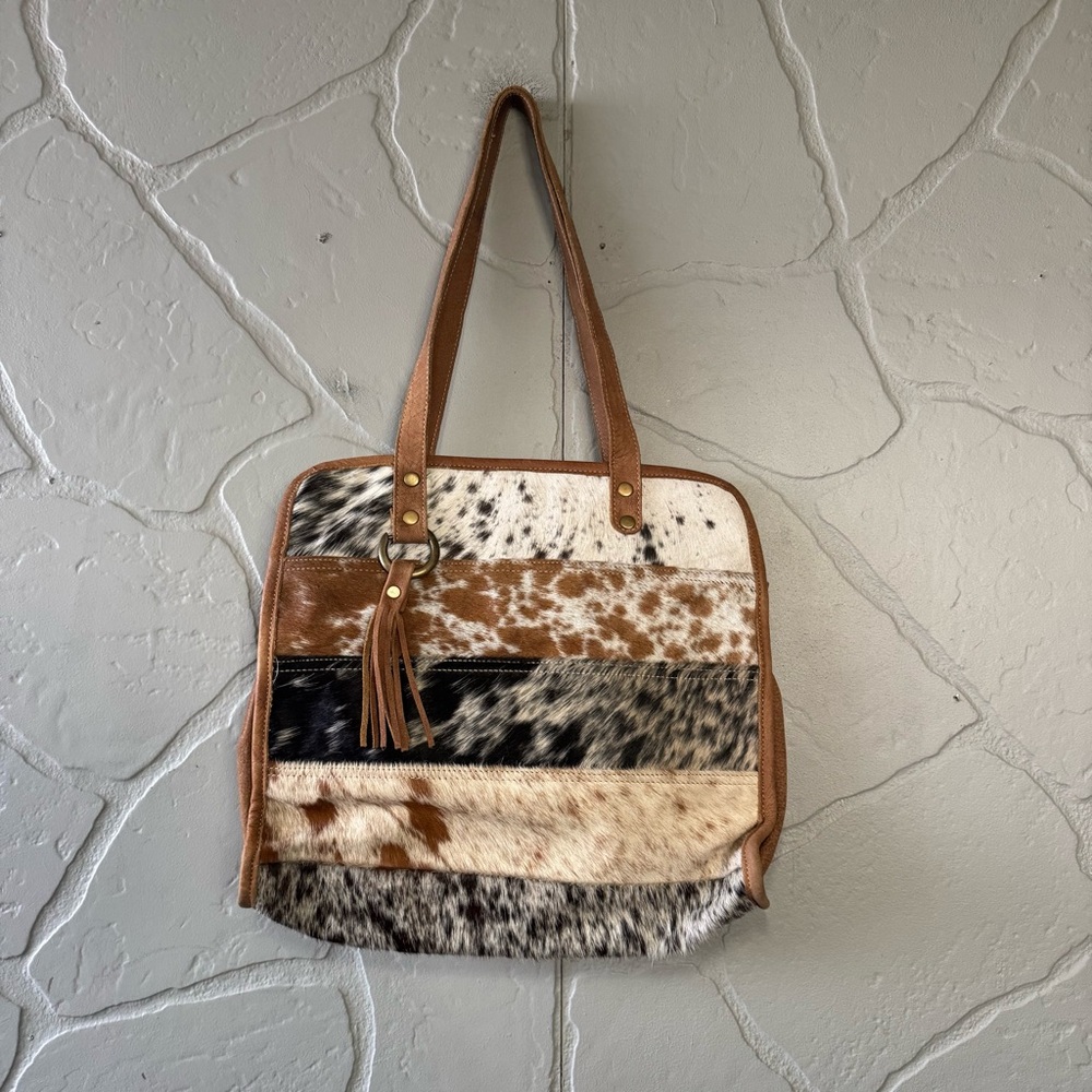 Myra Bag Hair-On Hide Leather Tote Bag – Western Cowhide Patchwork